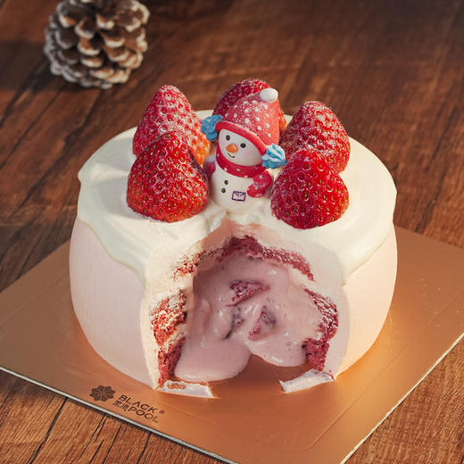 【小红帽·爆爆莓蛋糕】小巧红粉佳人 草莓果粒流心  红丝绒细腻 入口即化 商品图2
