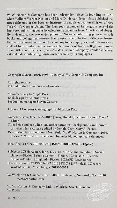 【中商原版】傲慢与偏见 诺顿文学解读系列 英文原版 Norton Critical Editions Pride and Prejudice Jane Austen 商品图4
