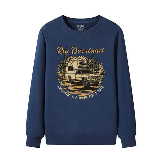 自由基地2022新款越野露营风印花潮流卫衣男女通勤毛圈圆领打底衫 NMT-1928 商品图7