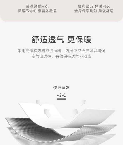 猛虎营秋冬男款L2内搭230g单面抓绒保暖套装 商品图11