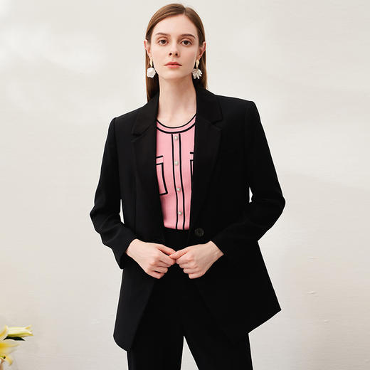 EITIE爱特爱春季新款时尚职业通勤百搭显瘦干练西装外套女6903601 商品图8