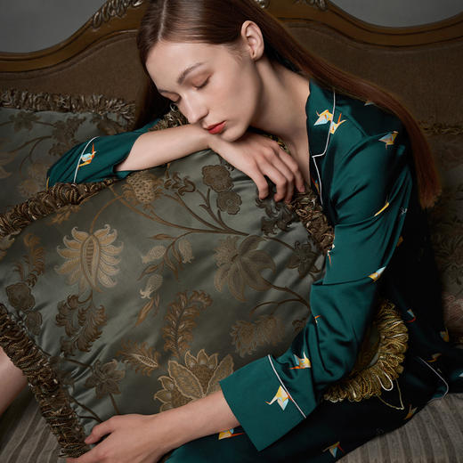 Solo seta真丝睡衣套装女长袖丝绸家居服两件套桑蚕丝高级感秋冬 商品图2