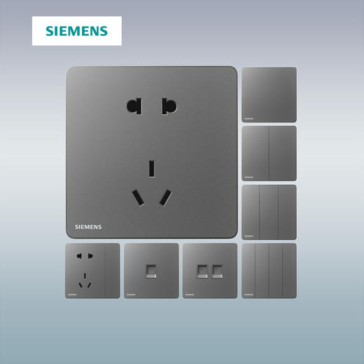 西门子开关插座睿宸深灰银一开五孔USB家用面板套餐86型 商品图2