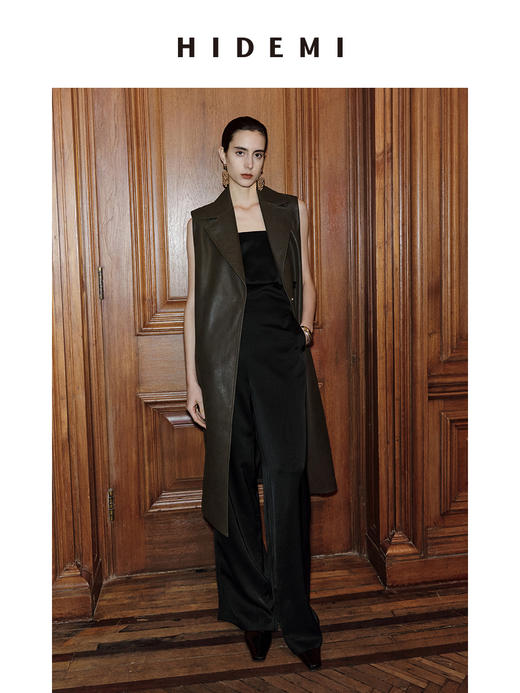 HIDEMI 【赵丽颖同款】节日系列极简分体两件式毛呢阔型浴袍腰带长款大衣 商品图9