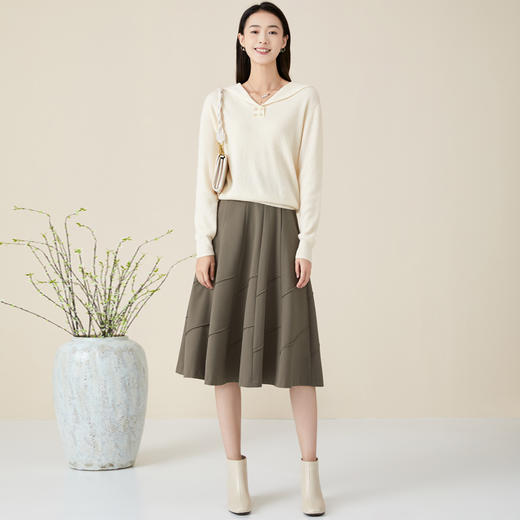 玳莎海军领羊毛针织衫女纯色长袖套头毛衣减龄上衣   BD33308 商品图1