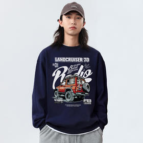 自由基地秋冬新款500G加厚落肩圆领卫衣丰田手绘风越野车图案印花 NMT-1938