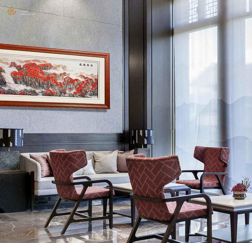 艷 湘绣  刺绣客厅 《沙发背景墙系列1.6m-1.8m》 新中式挂画 商品图1