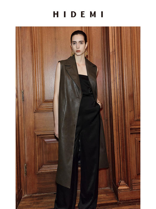 HIDEMI 【赵丽颖同款】节日系列极简分体两件式毛呢阔型浴袍腰带长款大衣 商品图10