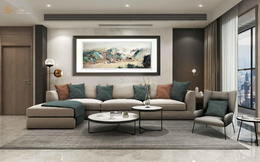 艷 湘绣  刺绣客厅 《沙发背景墙系列1.6m-1.8m》 新中式挂画 商品图2