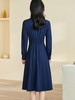剩 米思阳2024秋季新款气质通勤翻领连衣裙简约纯色大摆中长裙子0242 商品缩略图3