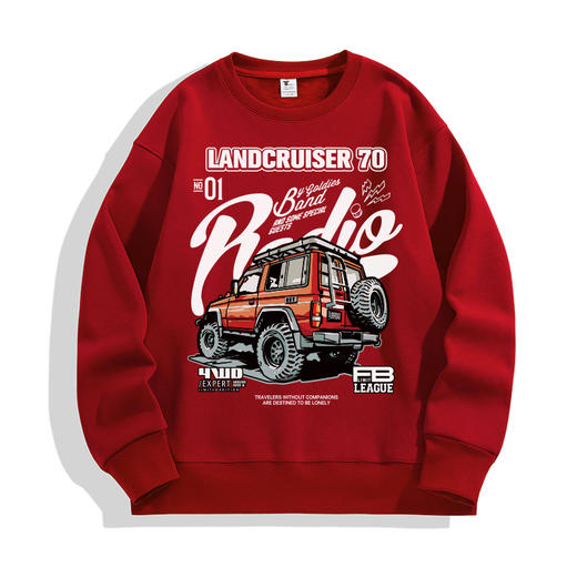 自由基地秋冬新款500G加厚落肩圆领卫衣丰田手绘风越野车图案印花 NMT-1938 商品图7