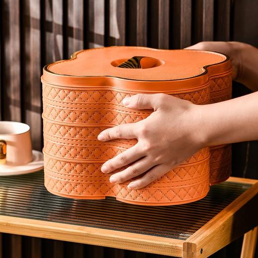 【轻奢烫金❗️国潮喜庆多层果盘】新年高颜值仿皮质感糖果盒❗️马年新居乔迁之喜装饰，家用客厅创意摆件，茶几坚果糖果分格带盖盘子瓜子盘伴手礼新年礼盒年货礼盒 商品图5