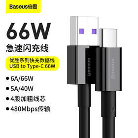 倍思 优胜系列快充数据线USB to Type-C 66W-门店