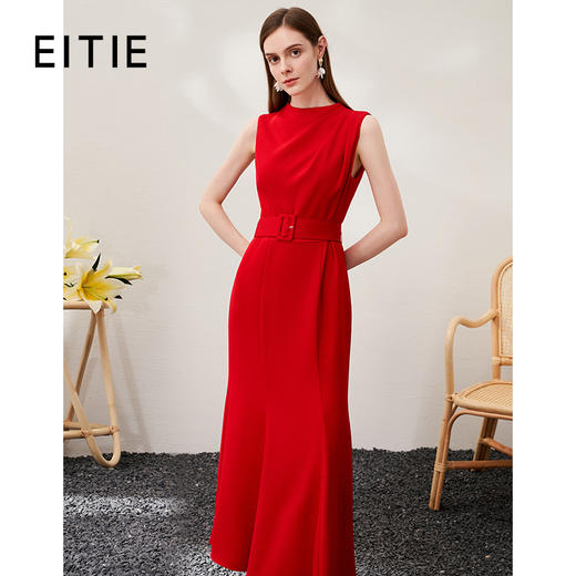 EITIE爱特爱春季新款法式无袖洋气修身优雅礼服连衣裙名媛气场女王礼服6977614 商品图0