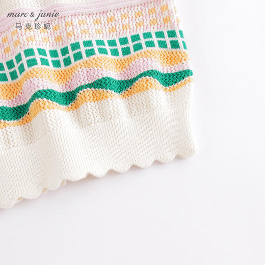 马克珍妮春装新款 女童彩色条纹V领针织衫 儿童马甲230372 商品图4