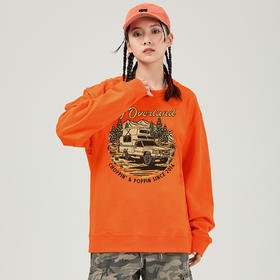 自由基地2022新款越野露营风印花潮流卫衣男女通勤毛圈圆领打底衫 NMT-1928