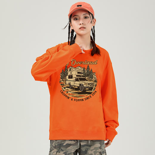 自由基地2022新款越野露营风印花潮流卫衣男女通勤毛圈圆领打底衫 NMT-1928 商品图0