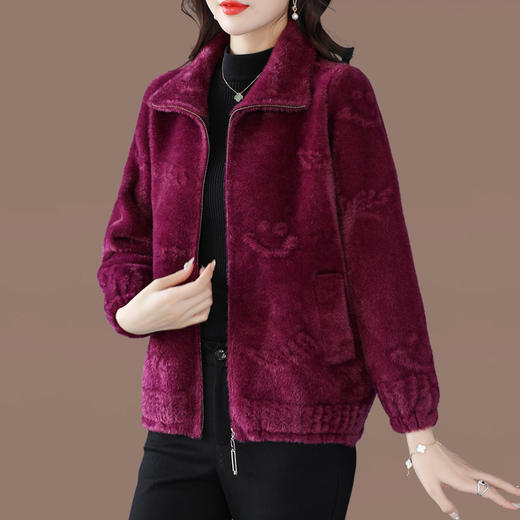 仿水貂绒小开衫外搭字母加厚洋气拉链外套CC-7286 商品图6