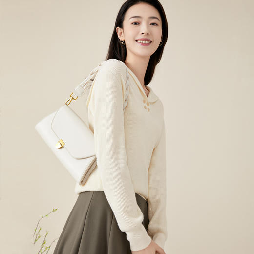 玳莎海军领羊毛针织衫女纯色长袖套头毛衣减龄上衣   BD33308 商品图2