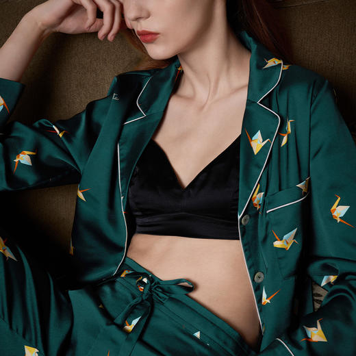 Solo seta真丝睡衣套装女长袖丝绸家居服两件套桑蚕丝高级感秋冬 商品图4