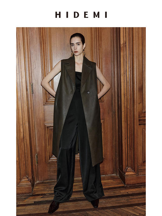 HIDEMI 【赵丽颖同款】节日系列极简分体两件式毛呢阔型浴袍腰带长款大衣 商品图8