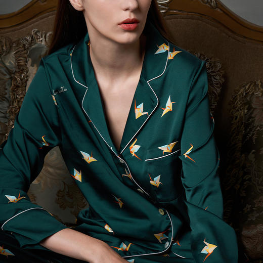 Solo seta真丝睡衣套装女长袖丝绸家居服两件套桑蚕丝高级感秋冬 商品图1