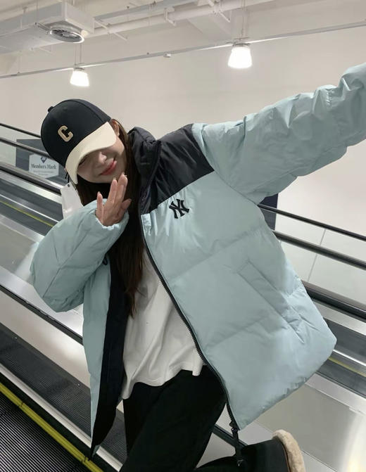 MLB刺绣小Logo图案宽松拉链时尚基础款长袖羽绒服 男女同款 商品图4