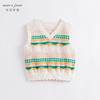 马克珍妮春装新款 女童彩色条纹V领针织衫 儿童马甲230372 商品缩略图1