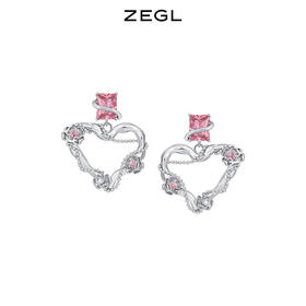 ZEGL设计师微醺玫瑰系列爱心耳环女小众设计感高级耳钉银针耳饰品