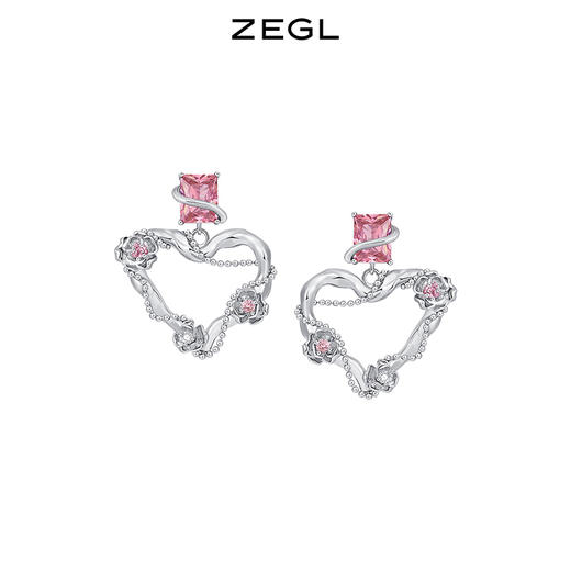 ZEGL设计师微醺玫瑰系列爱心耳环女小众设计感高级耳钉银针耳饰品 商品图0