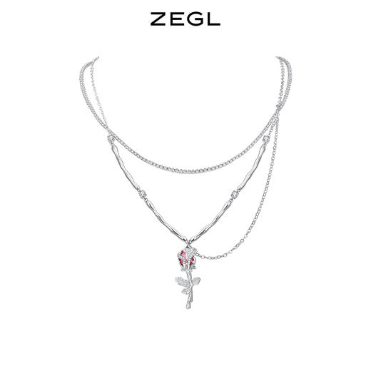 ZEGL设计师微醺玫瑰系列双层项链女生2022年新款法式高级感锁骨链 商品图0