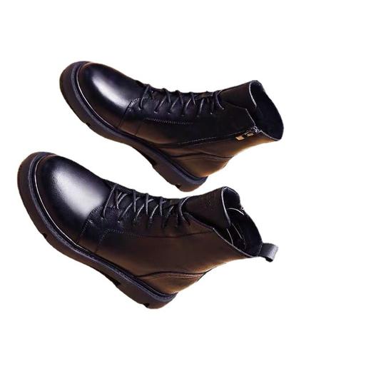 中筒时尚马丁靴女风平底2023秋冬新款加绒黑色短靴女靴ain05 商品图3