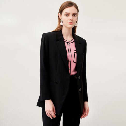 EITIE爱特爱春季新款时尚职业通勤百搭显瘦干练西装外套女6903601 商品图9