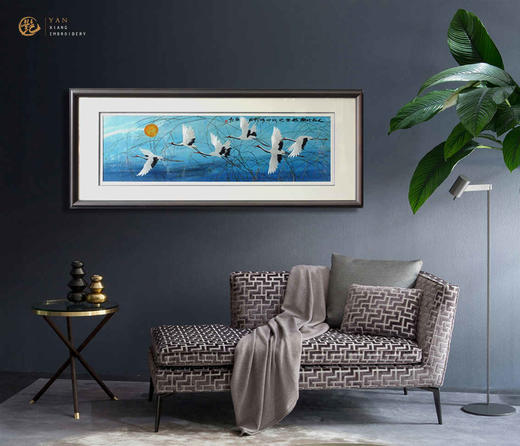 艷 湘绣  刺绣客厅 《沙发背景墙系列1.3m》 新中式挂画 商品图1