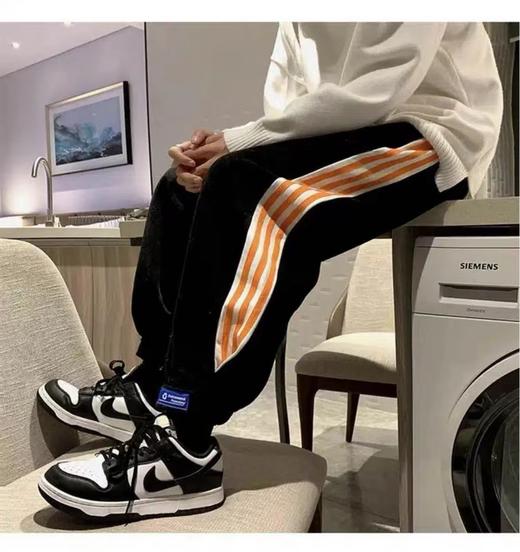 3.16 N3-3侧面条纹情侣款加绒休闲裤 KR7484 商品图9