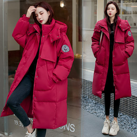 FF-8801新款特大码女装胖mm加肥加大工装长款连帽加厚羽绒服外套8801 商品图3