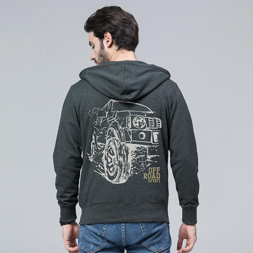 自由基地秋冬潮流卫衣扫描风设计越野车e族队服拉链带帽开衫休闲装 NMT-1937 商品图1