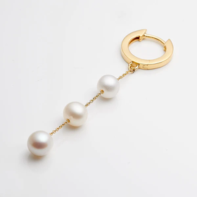 订购10周到｜CHARLOTTE LEBECK-Astra-三颗珍珠 长耳环（单只）［丹麦设计师］