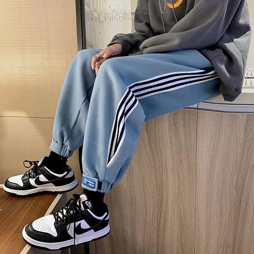 3.16 N3-3侧面条纹情侣款加绒休闲裤 KR7484 商品图1