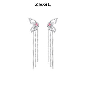 ZEGL设计师微醺玫瑰系列花朵流苏耳环女长款耳钉秋冬925银针耳饰