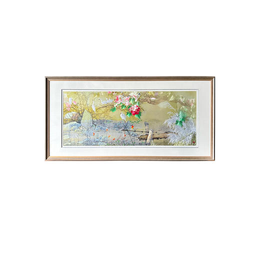 艷 湘绣  刺绣客厅 《沙发背景墙系列1.6m-1.8m》 新中式挂画 商品图0