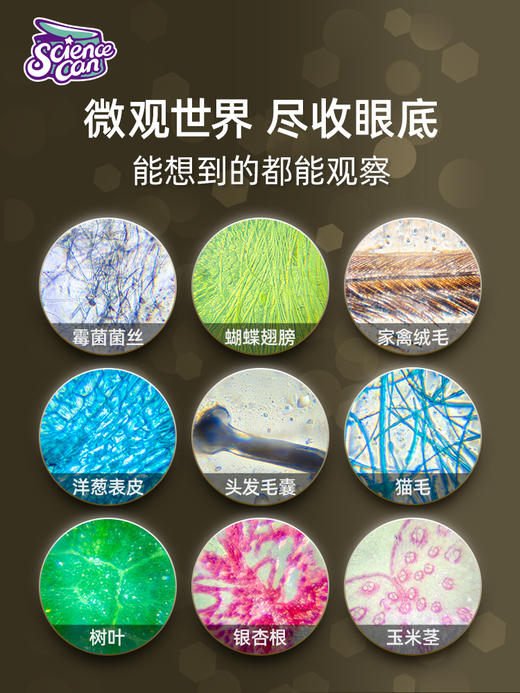 科学罐头儿童显微镜科学小学生中学生专用250倍光学手持便携式生物三合一看细胞电子可连手机 商品图1