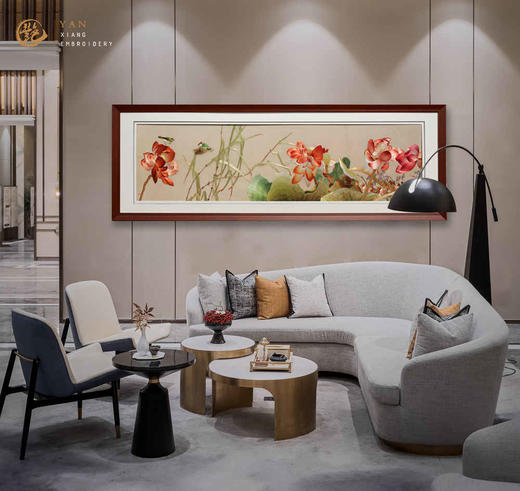 艷 湘绣  刺绣客厅 《沙发背景墙系列2m》 新中式挂画 商品图1