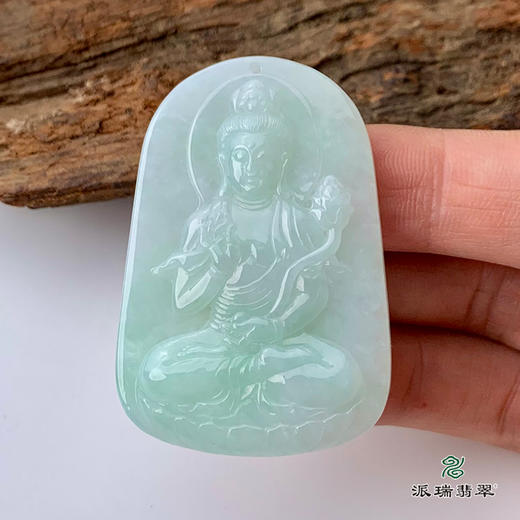 派瑞翡翠 翡翠挂件 大势至菩萨 糯种 绿色 商品图2