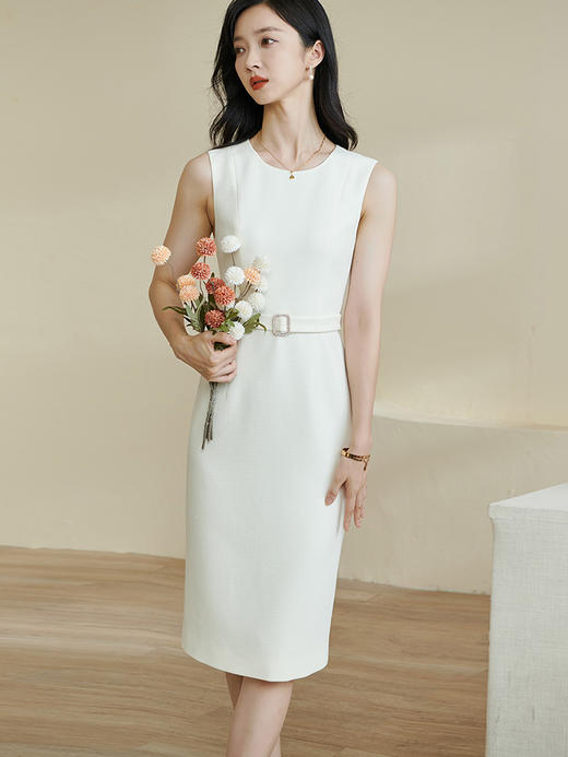 米思阳2026春季新款气质淑女纯色修身包臀裙子无袖内搭连衣裙0189 商品图2