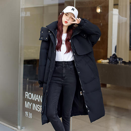 FF-8801新款特大码女装胖mm加肥加大工装长款连帽加厚羽绒服外套8801 商品图4
