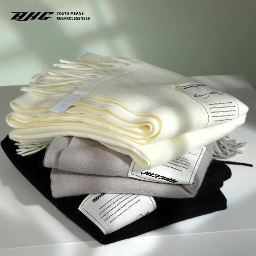 BJHG不计后果冬季美式街头针织围脖男女潮牌纯色加厚保暖围巾披肩 商品图3