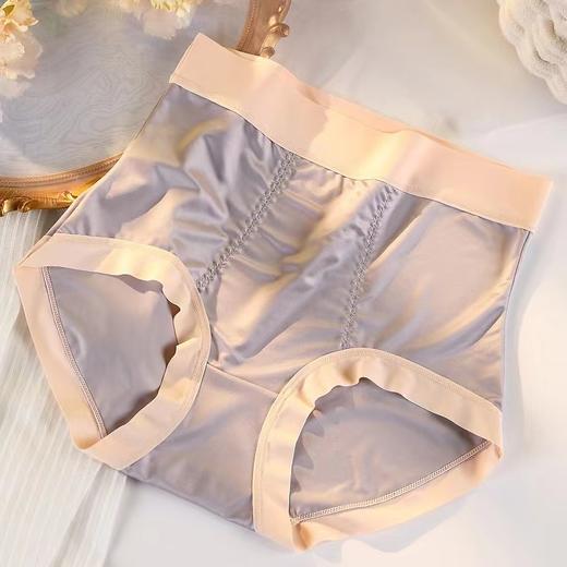 高腰高端绸缎桑蚕丝抗菌内裤768#（杏色-木绿-浅灰-黑色4条装） 商品图5