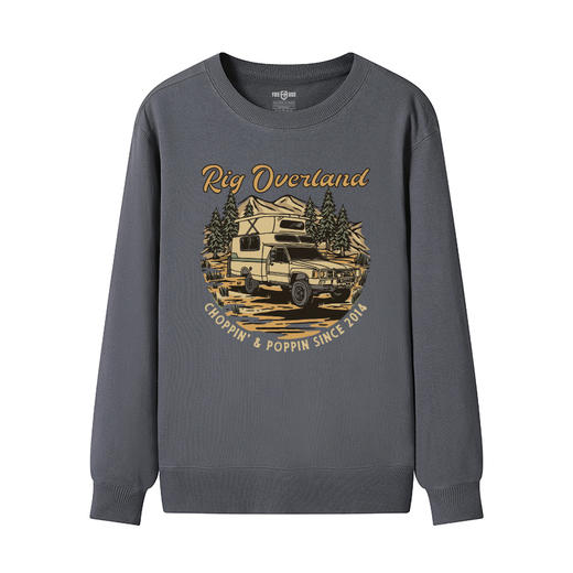 自由基地2022新款越野露营风印花潮流卫衣男女通勤毛圈圆领打底衫 NMT-1928 商品图5