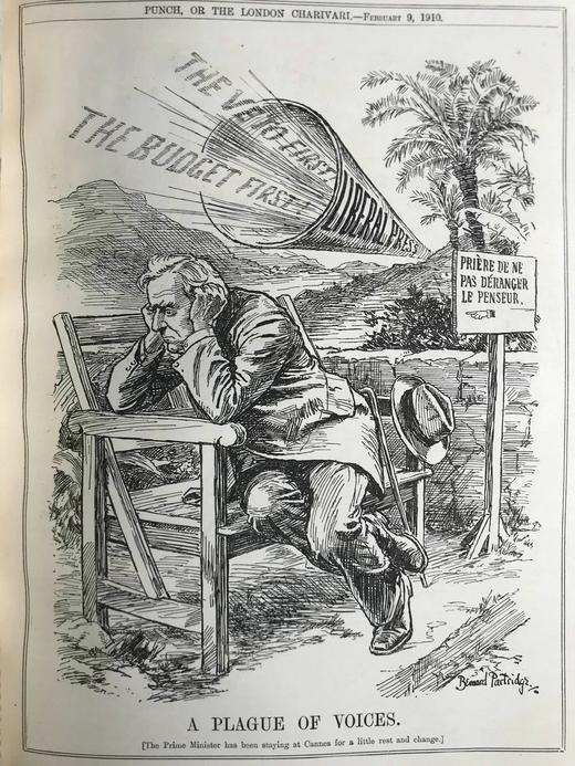 1910年1-6月 英国讽刺漫画杂志《笨拙》数百幅插图 漆布精装16开 商品图11